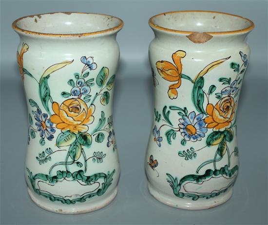 Pair of Italian alborelli, bearing initials AR and date 1792